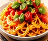 Tagliatelle z sosem pomidorowym, bazylią i warzywami
